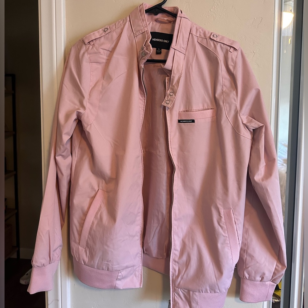 Pink members only bomber jacket